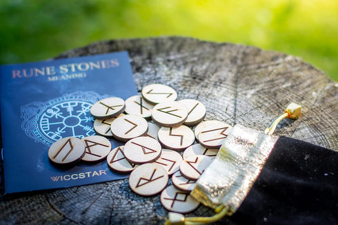 Rune Stones Set with Manual for Beginners and 5 layouts. Viking Nordic Runes...