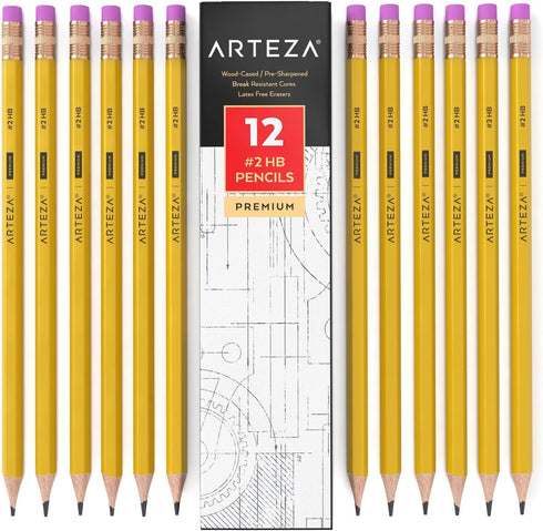 ARTEZA HB Pencils #2, Pack of 48, Wood-Cased Graphite Pencils in Bulk, Pre-Sharpened, with Latex-Free Erasers, Office & Back to School Supplies fo...
