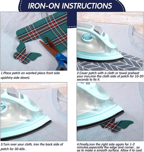 Syhood 15 Sheets Iron-on Patches Mending Fabric 4.92 x 11 Inch Iron on Clothes Patches on Repair Kit for Mending Fix Couch Pants Pockets Holes Kne...