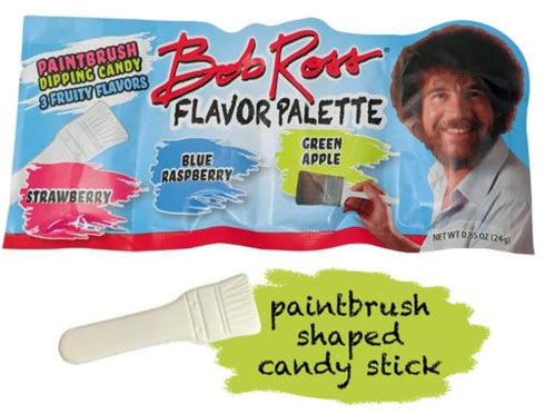 Bob Ross Flavor Palette Paintbrush Dipping Candy - One (1) 0.85 Oz Pack. 3 Fruity Flavors Strawberry, Blue Raspberry and Green Apple...