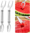 2 Pcs 2-In-1 Watermelon Fork Slicer Cutter, Watermelon Slicer Cutter, Dual Head Stainless Steel Fruit Forks Slicer Knife for Family Parties Campin...