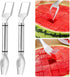 2 Pcs 2-In-1 Watermelon Fork Slicer Cutter, Watermelon Slicer Cutter, Dual Head Stainless Steel Fruit Forks Slicer Knife for Family Parties Campin...