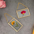 JUXYES Set of 4 Mini Brass Wall Hanging Photo Frame, Glass Hanging Picture Artwork Display Frame, Double Glass Floating Frame Style Gallery Wall F...