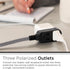 Cordinate Designer 3-Outlet Extension Cord, 2 Prong Power Strip, Extra Long 8 Ft Cable with Flat Plug, Braided Chevron Fabric Cord, Slide-to-Lock ...