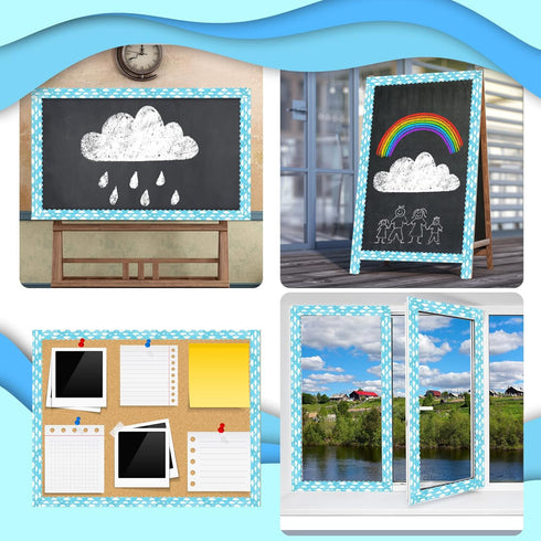 Blue Sky Clouds Bulletin Board Border Classroom Borders for Bulletin Board Scalloped Bulletin Board Decor Blue Board Trim for Bulletin Board Class...