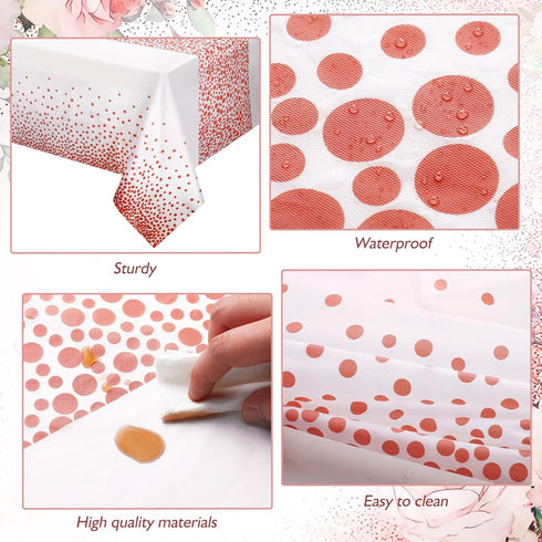 Breling 2 Pcs Pink Happy Birthday Backdrop Banner and Tablecloth for Women Rose Gold Birthday Party Decorations Plastic Floral Table Cover Backdro...