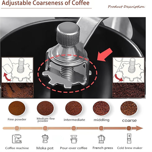 Manual Coffee Grinder with Burr, Coffee Bean Grinder for Espresso, French Press, Cold Brew, Includes 2 Glass Jars (11oz Each) and Brush, Hand coff...