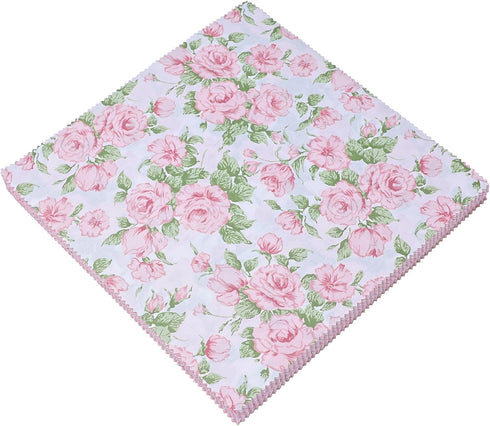 Layer Cake Fabric for Quilting 10 inch, Precut Fabrics Square 10x10 inch for Quilting, Print Pink Cotton Quilt Fabric Squares Bundles for Sewing D...