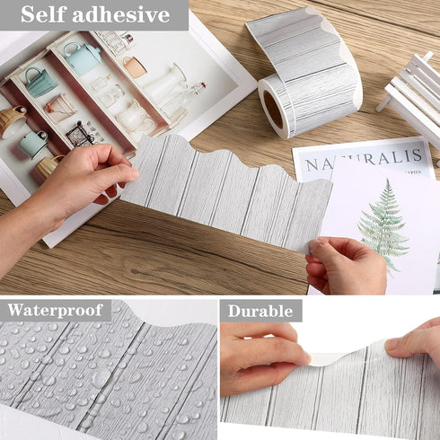 Self Adhesive Wood Bulletin Board Borders Rustic Classroom Bulletin Border Trim for School Home Decoration,49.2 Feet (White)...