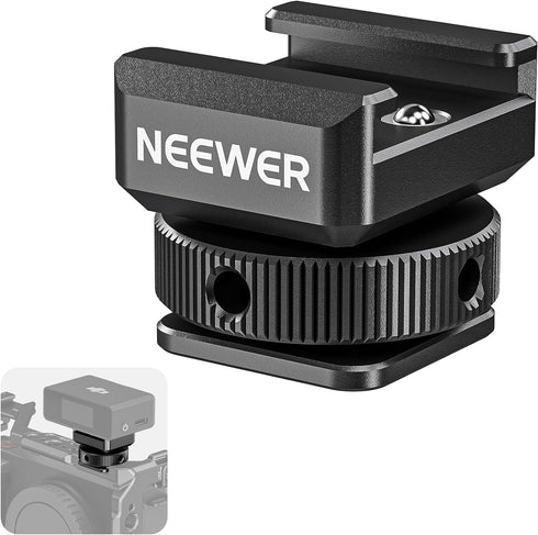 NEEWER Cold Shoe Mount Adapter Compatible with DJI Hollyland Rode Wireless Lavalier Microphone Receiver, Anti Drop Mic Accessories with Retractabl...