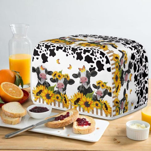 UNICEU Sunflower Farm Cow Animal 2 Slice Quilted Toasters Cover Dust-prood Toasters Cover Bread Maker Cover Kitchen Small Appliance Dust Cover...