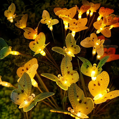 Solar Butterfly Garden Lights Outdoor Patio Decor 2 Pack, Newest Solar Swaying Animal Firefly Fairy Lights Yard Planter Lawn Path Lawn Walkway Dec...