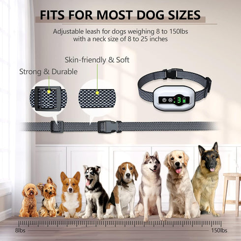 Dog Bark Collar, Anti-Barking Pet Training Collar, Waterproof e-Bark Shock Collar for Large Medium Small Dogs, Rechargeable Barking Collar with Be...