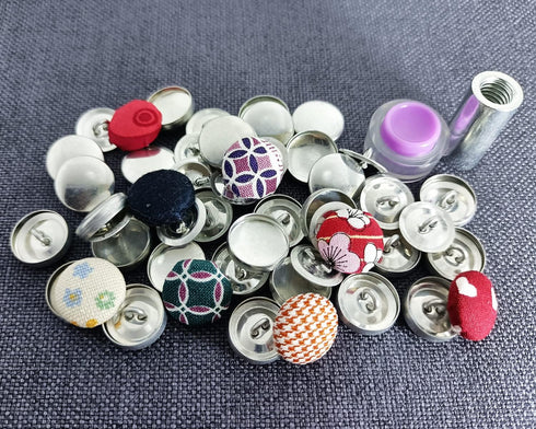 Cover Button Kit -Size24(5/8Inch)-Covered Buttons Tufting Buttons Kit DIY Fabric Cover Buttons with Wire Backs 100 Sets &Tool...