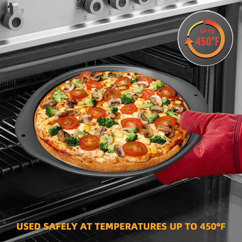 Pizza Pan - 14 Inch Nonstick Pizza Pan for Oven with Widen Handles for Cooking, Baking, and Grilling - Durable, Even Heating, Long-Lasting Kitchen...