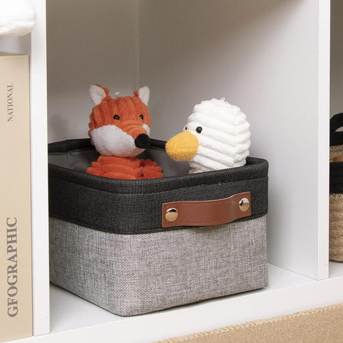 DULLEMELO Small Collapsible Fabric Basket for Organizing, Shelves, Closets, Laundry, Nursery, Decorative Gift Basket (Black&Gray)...