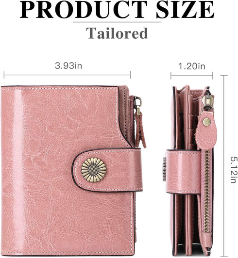 FALAN MULE Small Wallet for Women Genuine Leather Bifold Compact Small Womens Wallet with RFID Blocking...
