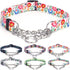 Martingale Collar, Training Dog Collar, Stainless Steel Chain Pet Collar for No Pull Dog Walking Flowers Design Large Medium Small Dogs (XL, White...