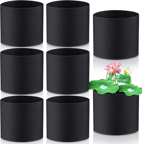 8 Pcs Plant Pots for Pond Plant Baskets Heavy Duty Fabric Pots Black Nonwoven Fabric Plant Pot Breathe Reusable Grow Pots for Pond, Garden, Aquati...
