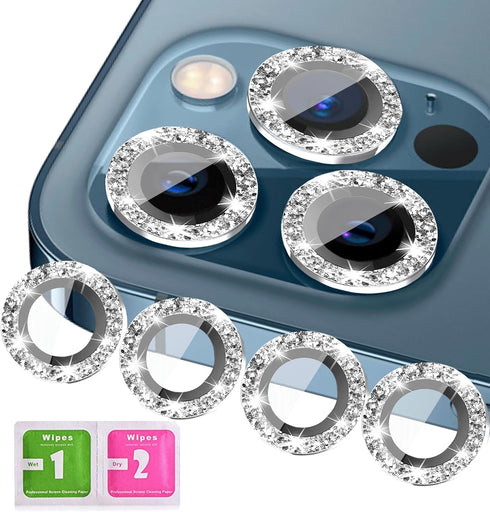 [3+1 Compatible with iPhone 11, 11 mini, 11 Pro, 11 Pro Max Camera Lens Protector Glitter Bling, Tempered Glass Clear Camera Cover Screen Protecto...