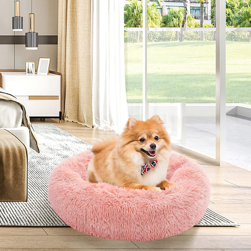 NOYAL Calming Dog Bed Donut Anti anxiety Fluffy Dog Bed for Small Medium Dog and Cat...