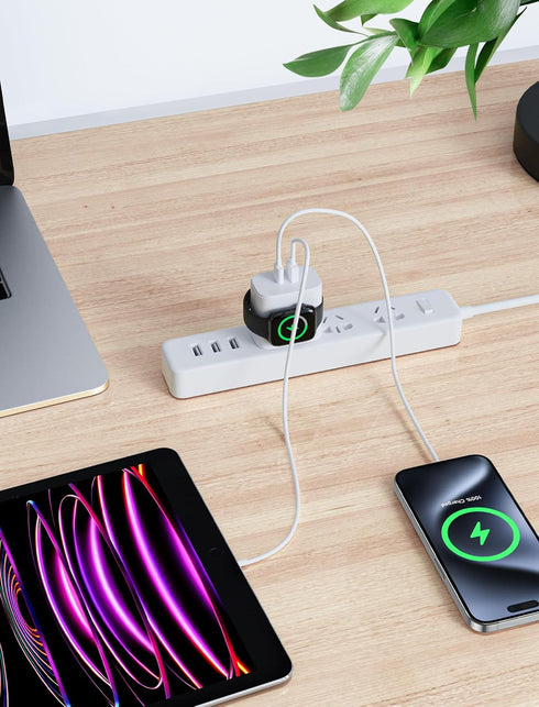 3 in 1 Charger Block with Built-in Watch Charger, 20W Portable Dual Ports Charging Brick USB C Wall Plug for Apple Watch 9/8/7/6/5/4/3/2/1/SE/Ultr...