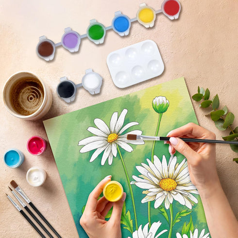 VOCHIC Paint and Sip Kit, Daisy Pre Drawn Canvas Painting Kit for Adults Painting Twist Party Supplies for Beginner Gift Favor, 8 Acrylic Colors, ...