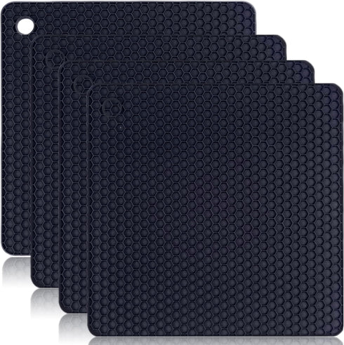 Silicone Trivets for Hot Pots and Pans,4 Packs Multipurpose Non Slip Heat Resistant Pot Holder,Heat Resistant Pot Holders Silicone Mats for Kitche...