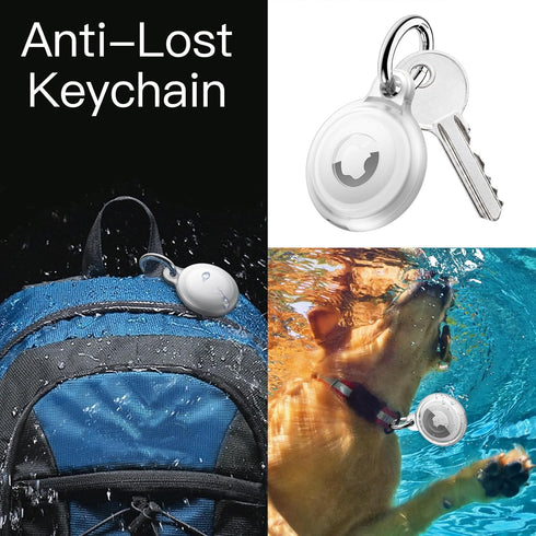 JETech 4 Pack Waterproof Case for AirTag with Keychain, Full Body Anti-Scratch Air Tag Keyring Holder Cover for Kids, Pet Collar, Keys, Luggage, B...