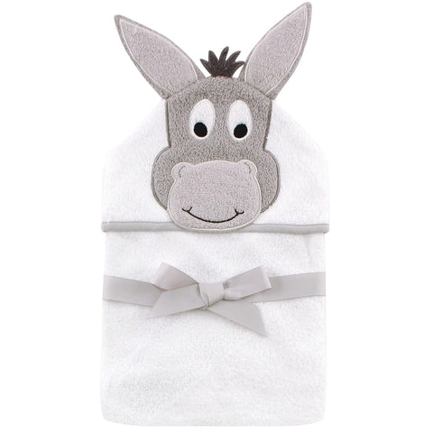 Hudson Baby Unisex Baby Cotton Animal Face Hooded Towel, Happy Donkey, One Size...