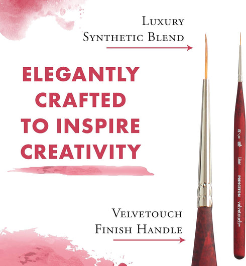 Princeton Velvetouch Mini Liner Brush, Synthetic, Short Handle, Size 20/0 inch, 1 Count...