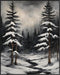 Posterizer 1 pcs-trees and snow in a winter day-in oil painting style-2-Landscape & Nature Art-GIft for Men Women Teens-Dining Room Decor- unframe...