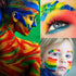 UCANBE Face Paint Kit + 10pcs Paint Brush Water Activated Body Paint SFX Makeup Palette for Cosplay Halloween Black White Face Painting Kits for A...