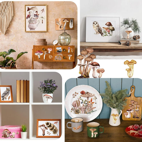 BBTO 12 Sheets Rub on Transfers for Crafts and Furniture Rub on Transfer Stickers Rub on Decals for Wood DIY Paper Home Decor, 5.5 x 5.7 Inch(Mush...