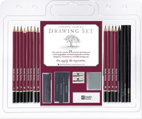 Studio Series 25-Piece Sketch & Drawing Pencil Set (Artist's Pencil & Charcoal Set)...