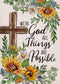 With God All Things Are Possible Christian Decorative Garden Flag, Religious Cross Sunflower Spring Summer Easter Yard Outside Decorations, Inspir...