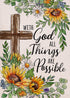 With God All Things Are Possible Christian Decorative Garden Flag, Religious Cross Sunflower Spring Summer Easter Yard Outside Decorations, Inspir...