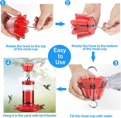 Ant Moat for Hummingbird Feeders- 6 OZ x 2 Pack, Ant Guard for Hummingbird & Oriole Feeders, Transparent Plastic Ant Moat...