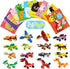Geefuun 24 Sets Valentines Cards for Kids - 24 Scratch Off Jokes Cards + 24 Dinosaur Building Blocks Classroom School Exchange Gifts Love Party Fa...