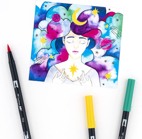 Tombow 56188 Dual Brush Pen Art Markers, Galaxy, 10-Pack. Blendable, Brush and Fine Tip Markers...