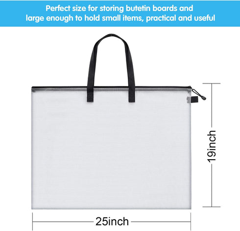 Outus Art Portfolio Bag Poster Storage Bag Poster Board Holder with Handle and Zipper 19 x 25 Inch Organizer Transparent Bag for Large Posters, Po...