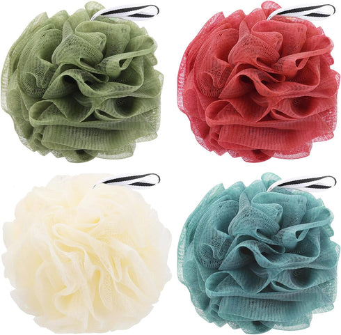 4 Pack Bath Sponge, Bath Shower Loofahs Mesh Pouf Sponge Body Scrubber Exfoliator Scrubber - 50g/Piece...