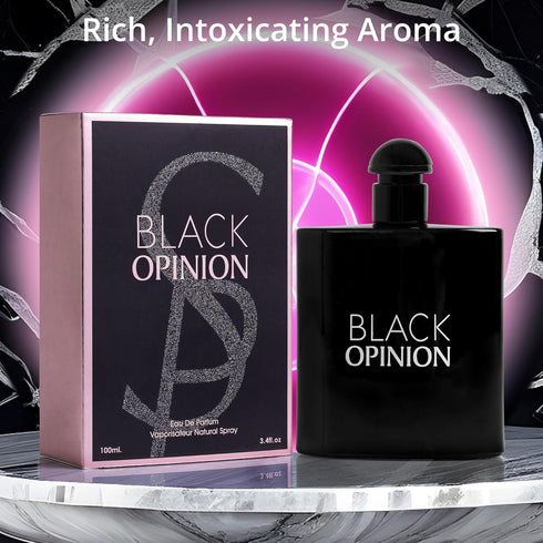 Black Opinion Eau De Parfum for Women Top Notes of Pear, Pink Pepper, Orange Blossom, Coffee, Jasmine, Bitter Almond & Licorice - Base of Vanilla,...