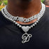 Silver Cuban Link Chain for Women Cursive Initial Layered Necklaces Heart Shape Bling Diamond Iced Out Pendant Necklace for Women 2PCS Hip Hop Cha...