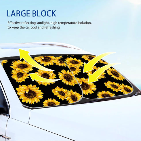 Yellow Sunflower Car Windshield Sun Shade Universal Fit Car Front Window for Trucks SUV Van Sunshade Visor Auto Vehicle Shield Reflector Blocking ...