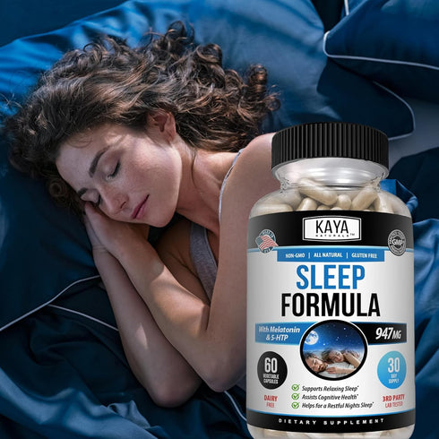Kaya Naturals - Sleep Support Formula with Melatonin - Aid Support Vitamin Supplement - Sleep Stress and Mood Support - L-Tryptophan, Passion Flow...