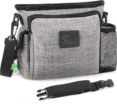 Large Dog Treat Pouch for Training with Magnetic Closure, Portable Dog Walking Fanny Pack Built-in Poop Bag Dispenser and Multiple Pockets, Includ...