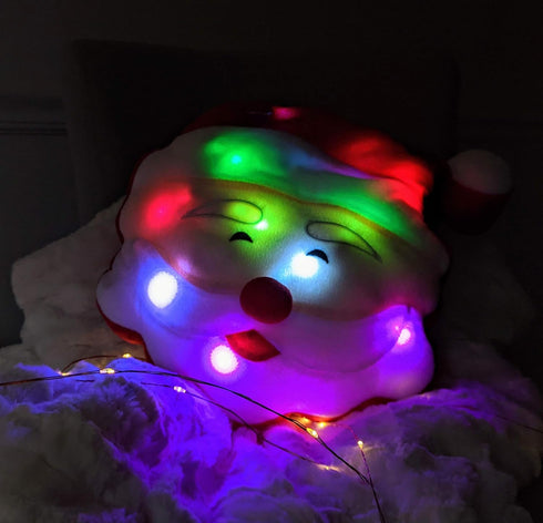 Tache Squishy Light Up Glowing Christmas Santa Claus Microbead Throw Pillow LED Lights...