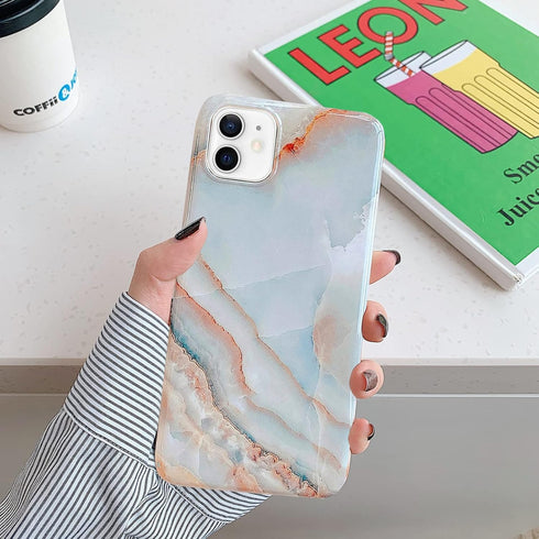 J.west for iPhone 12/12 Pro Case 6.1-inch, Luxury Grey Marble Design Graphics Stone Pattern Ultra Slim Thin Flexible Soft Rubber TPU Silicone Prot...