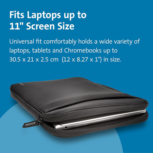 Kensington 11.6-Inch Laptop Sleeve with Storage Pocket for Chromebook, Laptop, Tablet (K62609WW),Black...